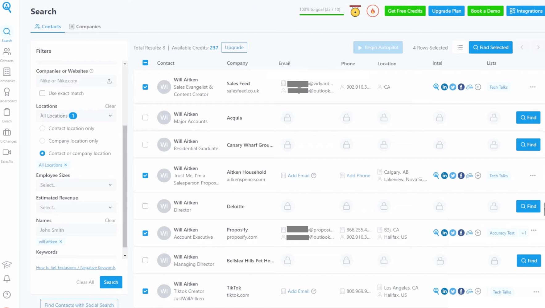 Seamless AI dashboard - Best B2B prospecting tools list