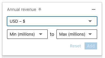 Annual revenue filter