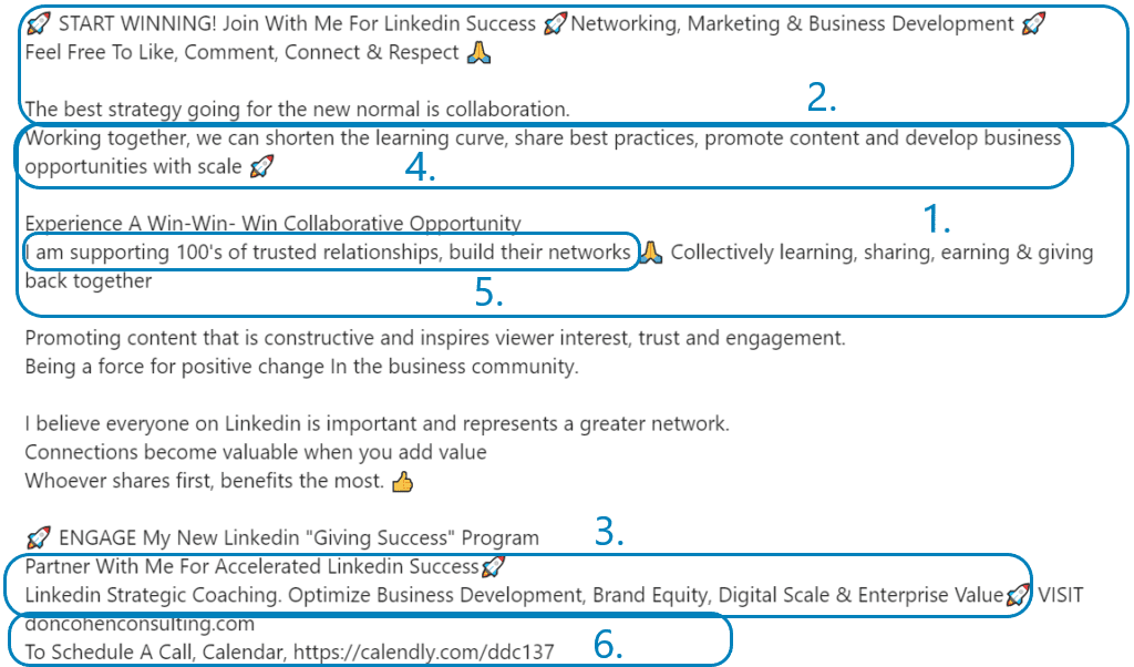 LinkedIn summary examples showing personality