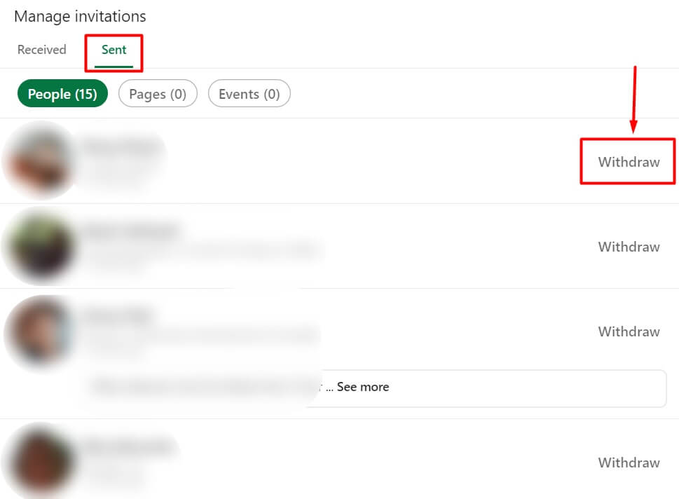 Image of how to cancel LinkedIn invite step 3