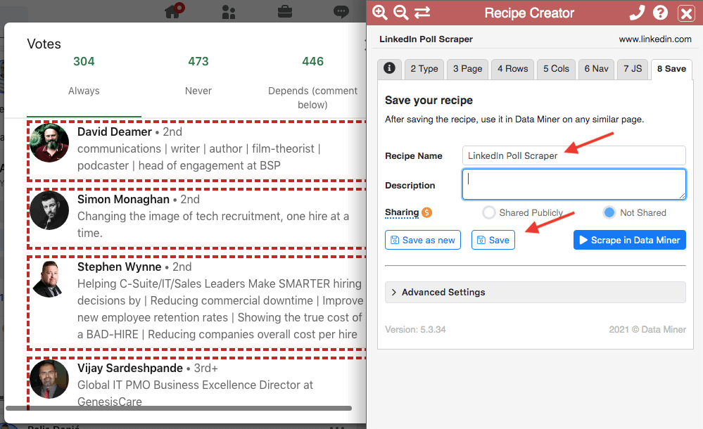 Image explaining how to create URL in Data Miner step 6