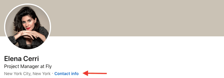 How to find email address on LinkedIn, Image of contact button on LinkedIn profile