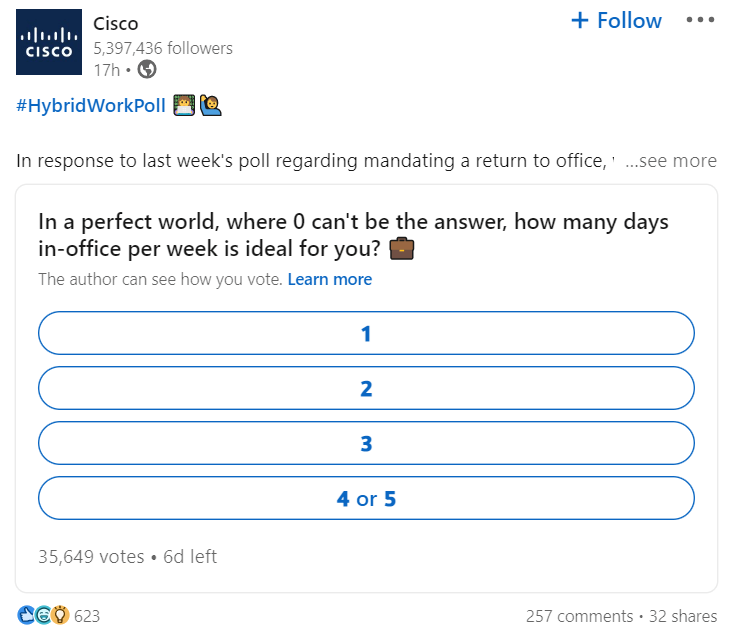 How to post LinkedIn poll, Image of LinkedIn poll example