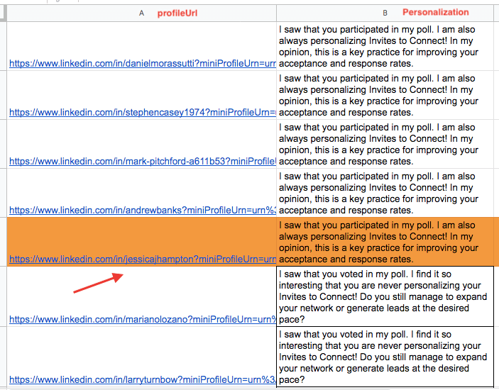 Image showing how to prepare CSV file with personalized intro for campaign in Skylead