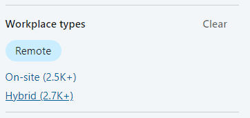 Image of Workplace Type filter in LinkedIn Recruiter Lite