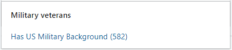 Image of Military Veterans LinkedIn Recruiter search filters to find employees online