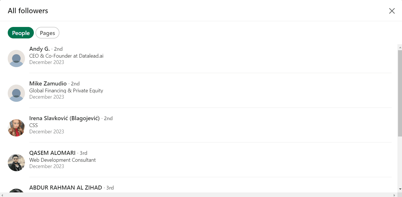 All followers, LinkedIn