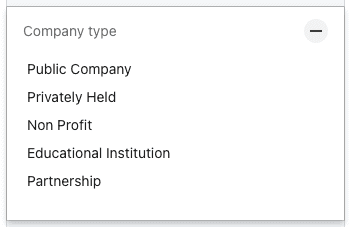 Sales Navigator filter, company type