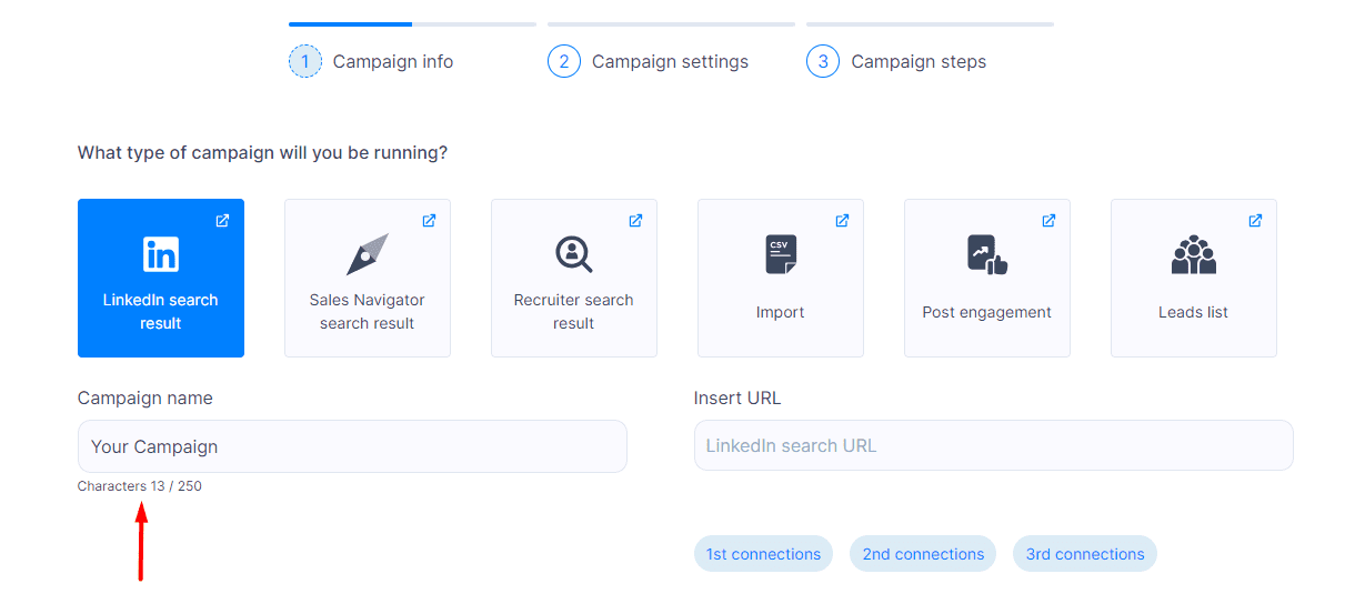 Name your campaign, Skylead campaign creation steps