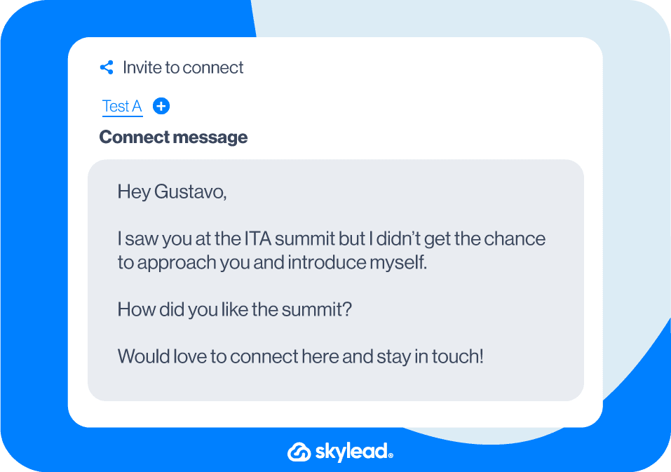 LinkedIn connection message example, Event attendees