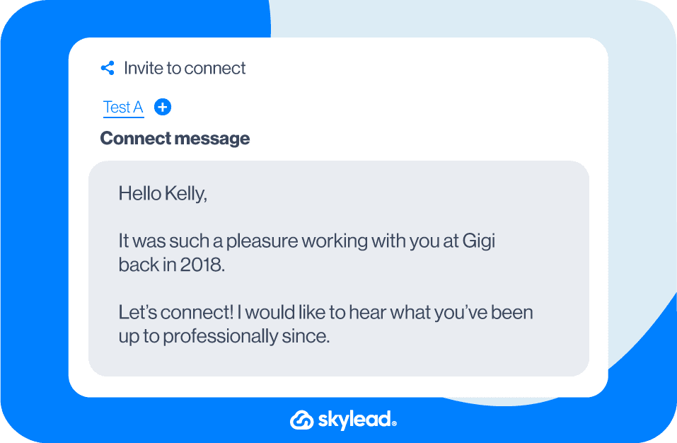 LinkedIn connection message example, Previous colleague, version 2