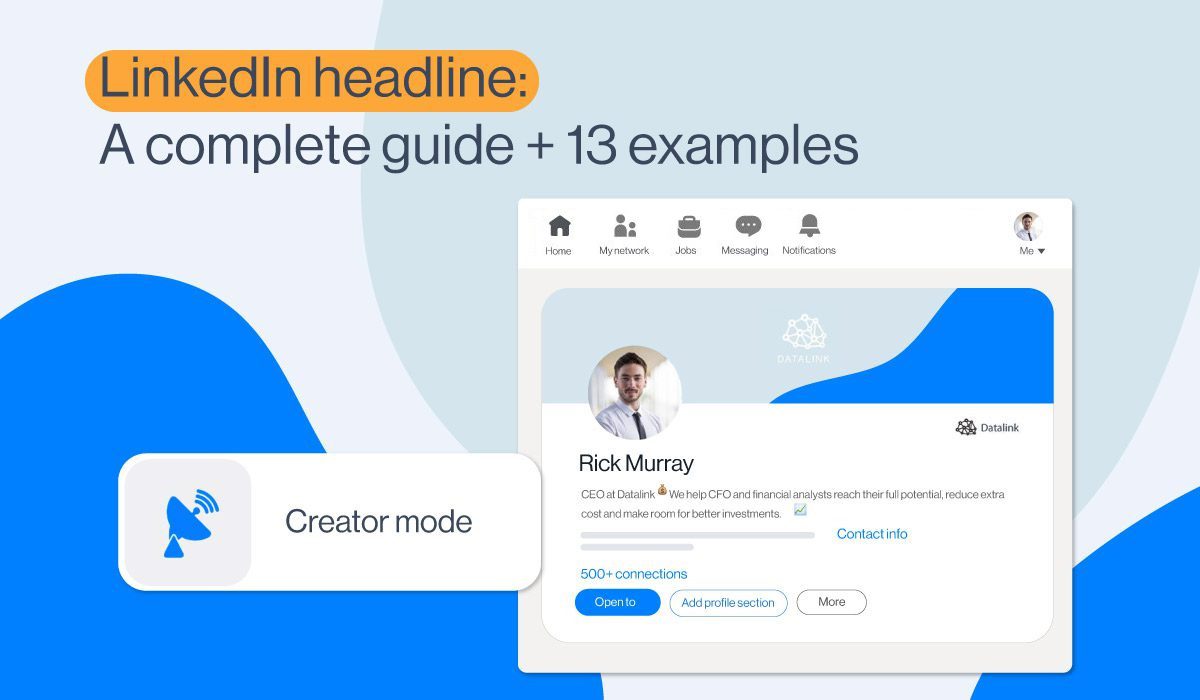 LinkedIn Headline examples, cover visual