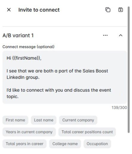LinkedIn cold message interface in Skylead
