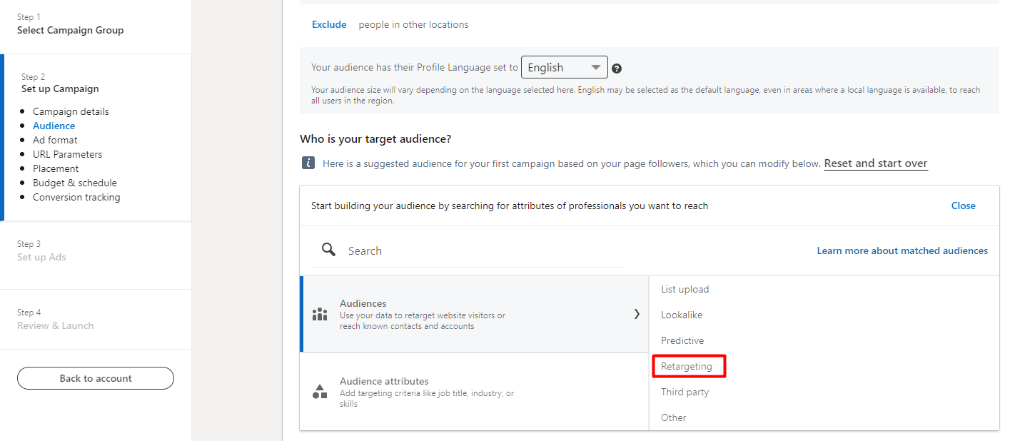 Selecting audiences in Campaign Manager on LinkedIn for B2B marketing purposes