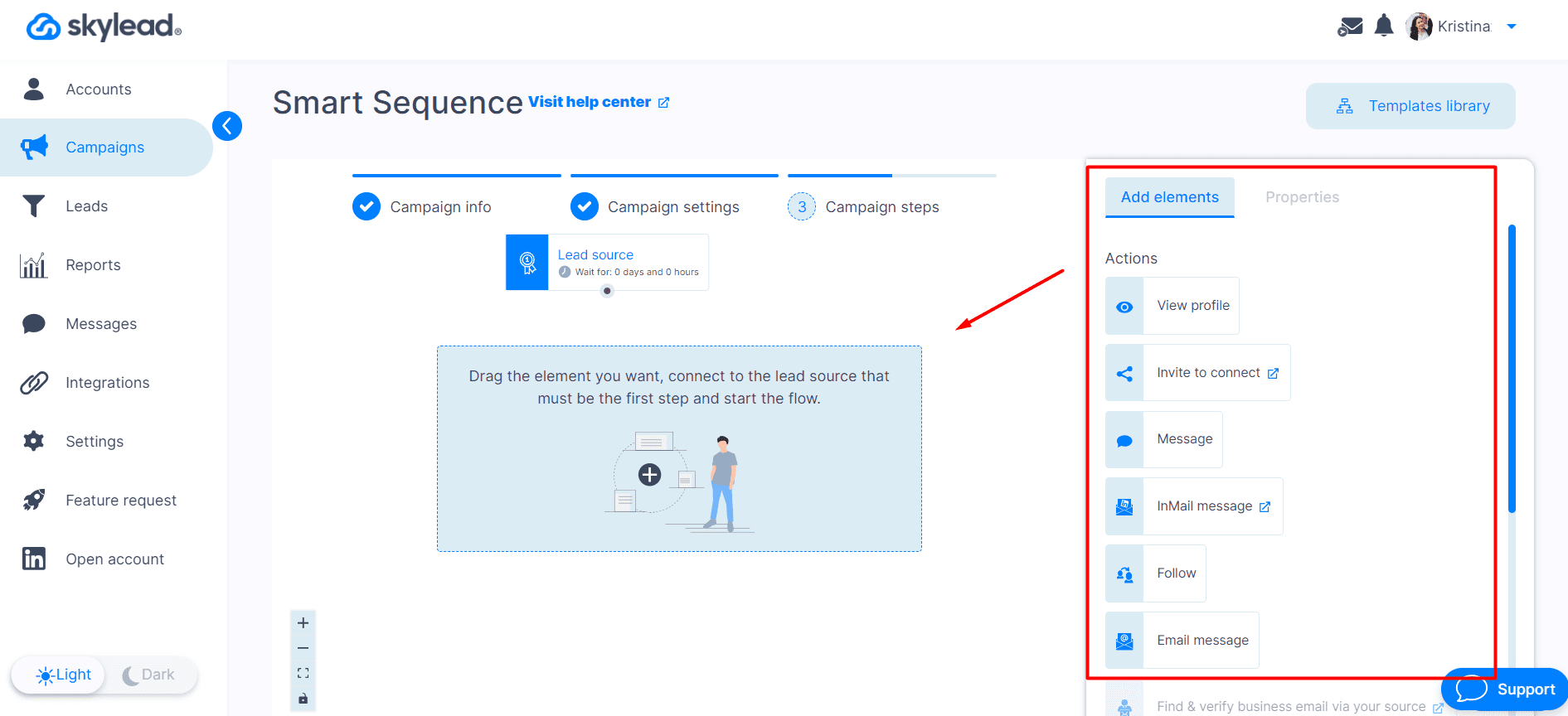 Image of how to automate LinkedIn messages, step 3 - Smart sequence creation