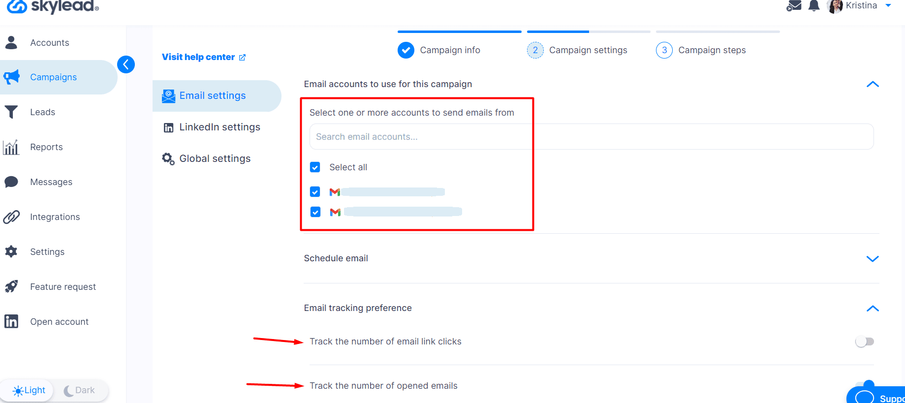 Image of how to automate LinkedIn messages, step 3 - campaign settings