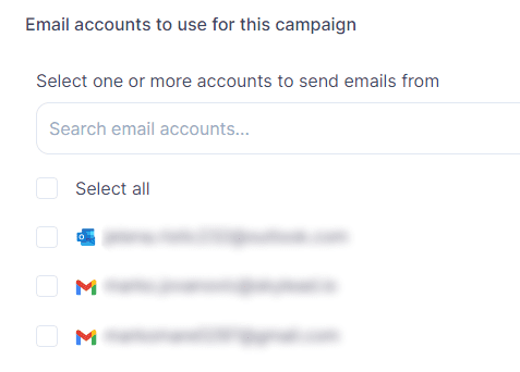Choosing emails to use in a Skylead campaign