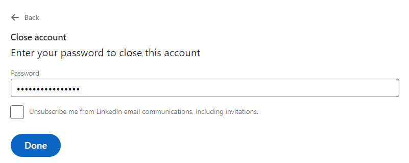 Confirming multiple LinkedIn accounts closure