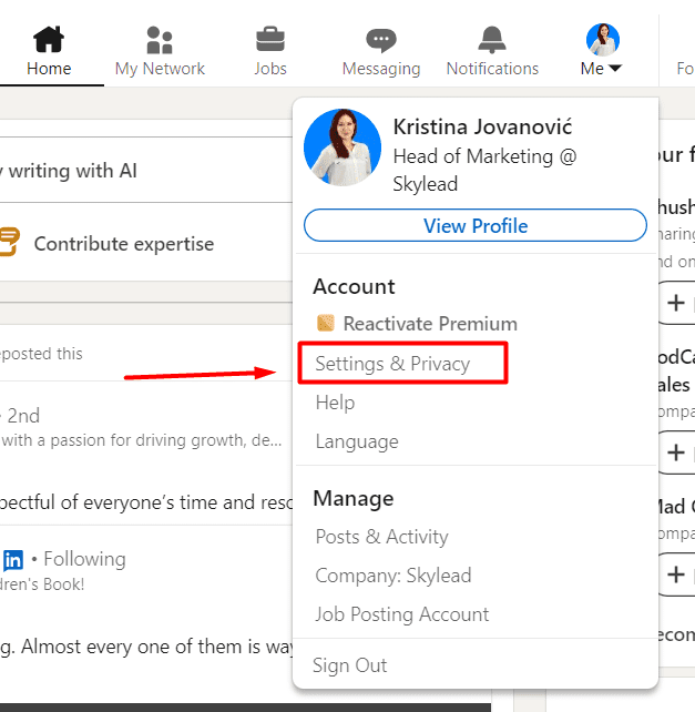 How to hide connections on LinkedIn, step 1