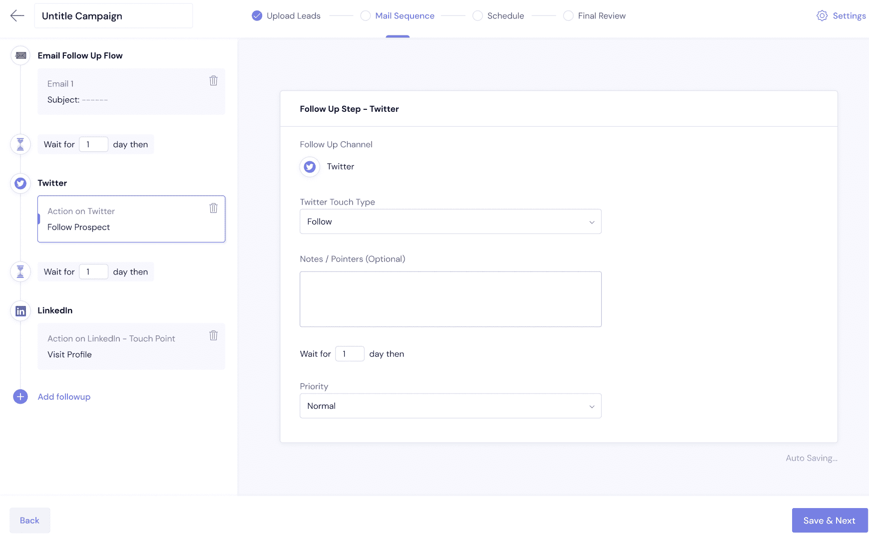 Sequence builder in Smartlead, one of Instantly.ai's alternatives