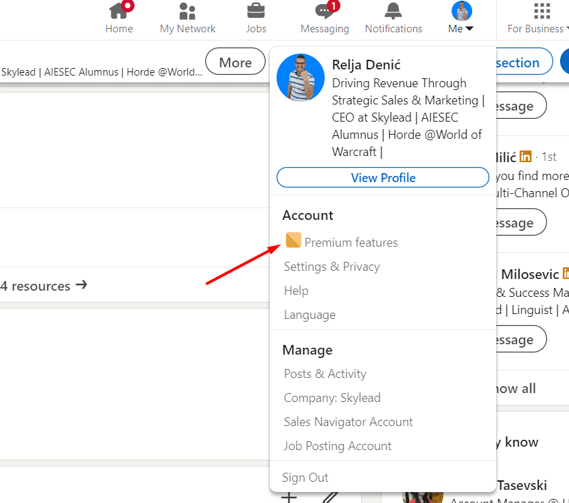 How to access LinkedIn premium features