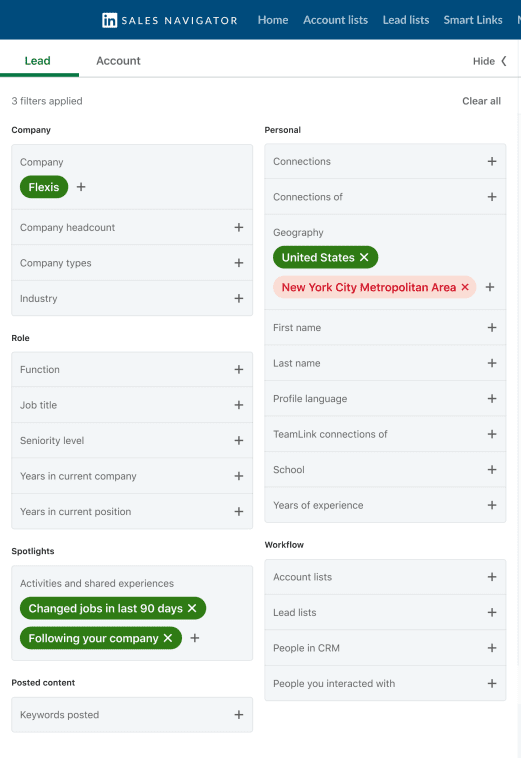 Sales Navigator filters that aid targeted outreach