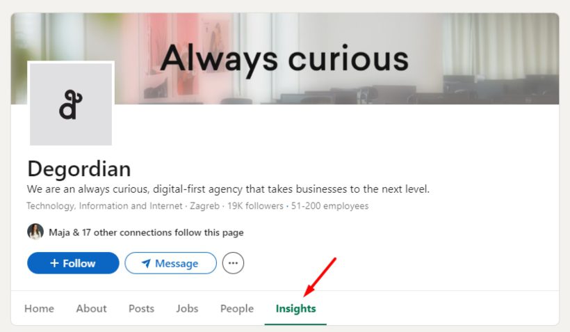 Company insights on LinkedIn