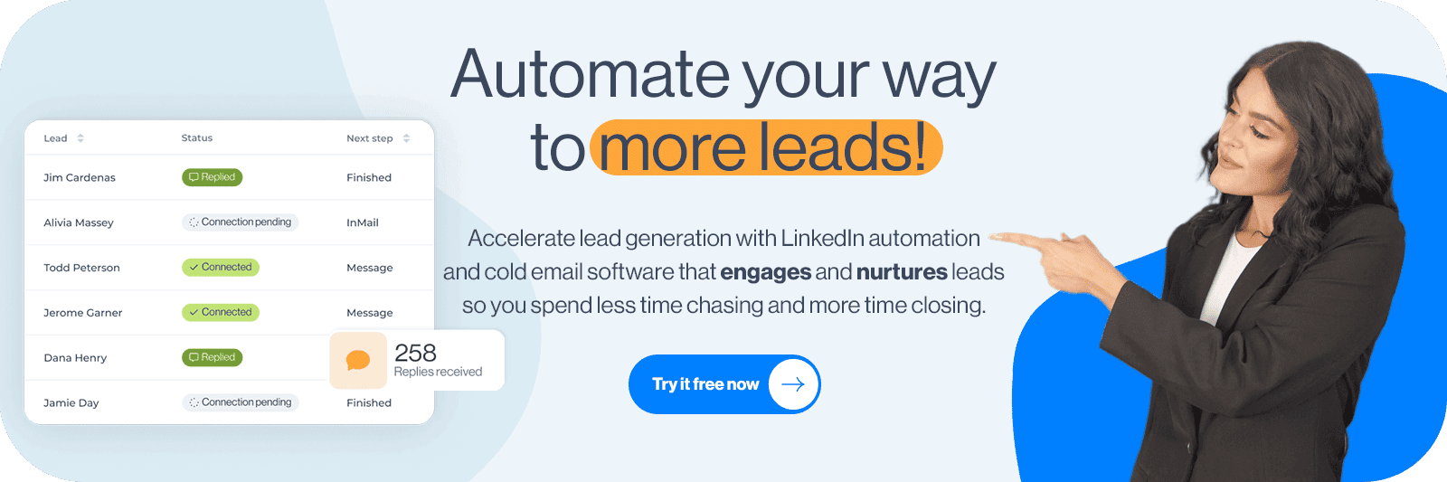 Automate lead generation free trial banner for Skylead