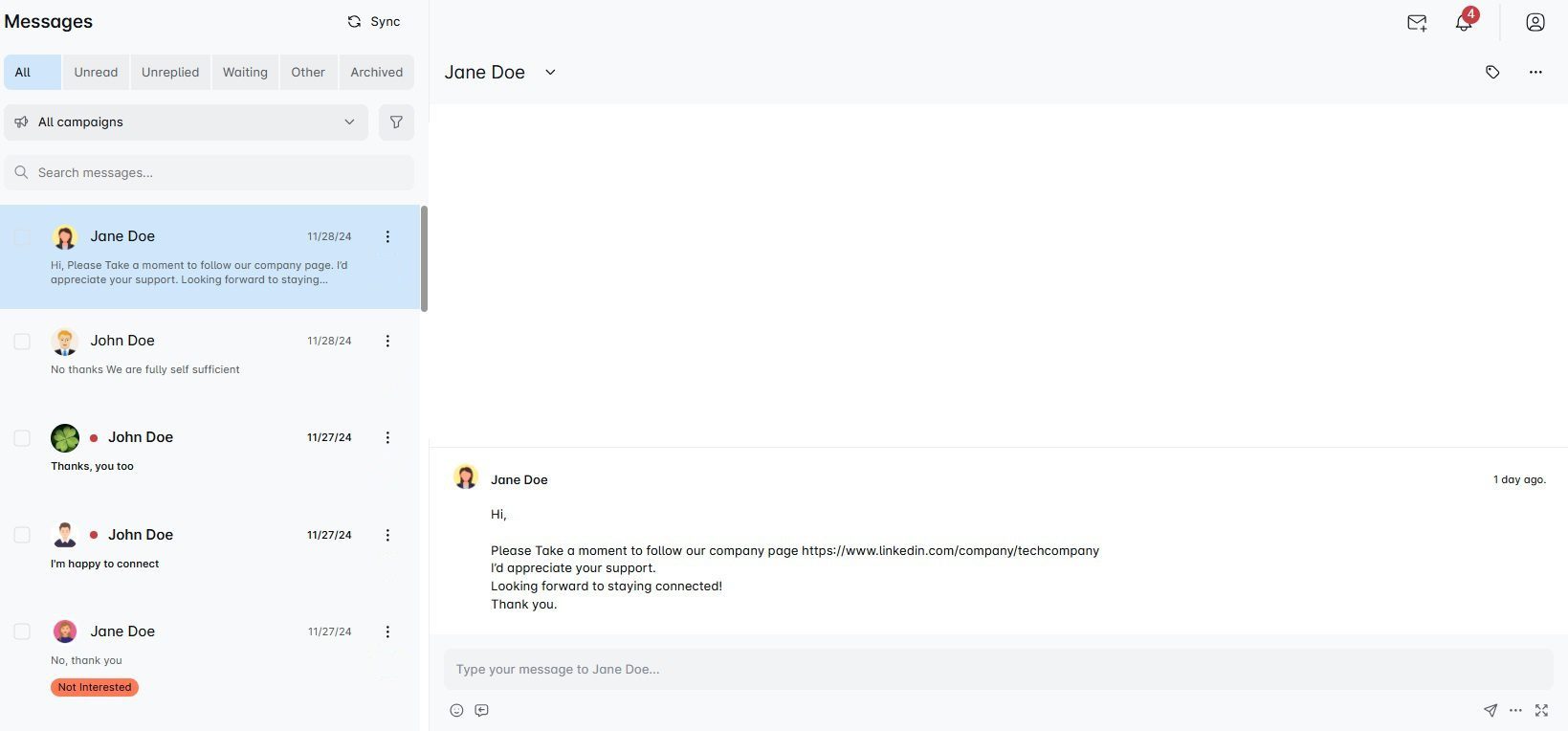 Image of smart inbox in Skylead