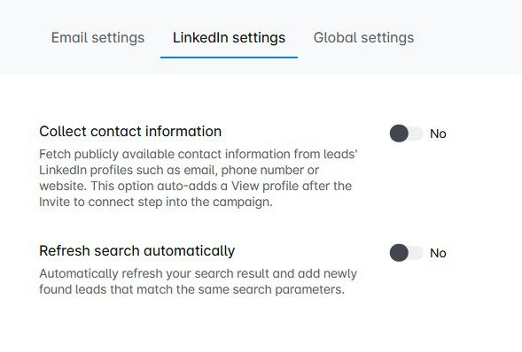 The image of Skylead's LinkedIn settings