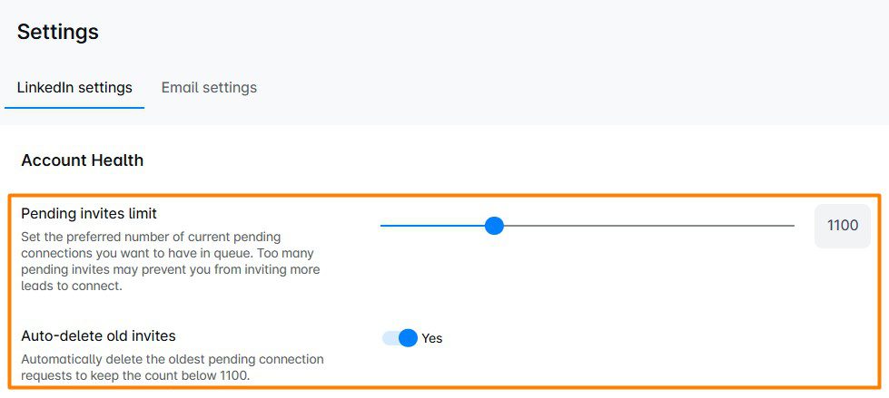 Settings in Skylead that, if turned on, allow the tool to automatically delete pending invites to connect