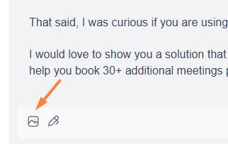 Icon to attach images in Skylead for personalized outreach