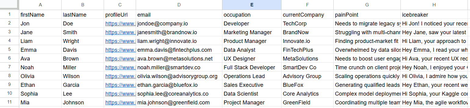 CSV file examples full of business decision-makers data