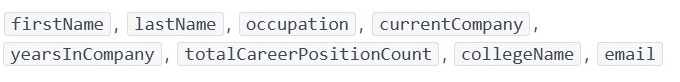 Example of column names in a CSV file to be used in a Skylead campaign