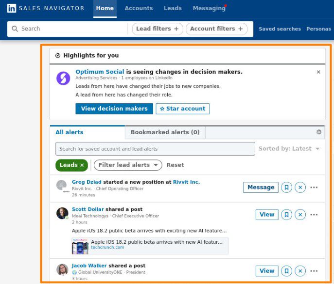 Sales Navigator alerts overview