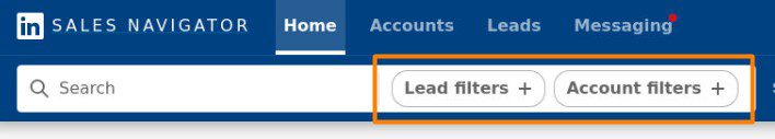 Lead and account filter buttons in Sales Navigator