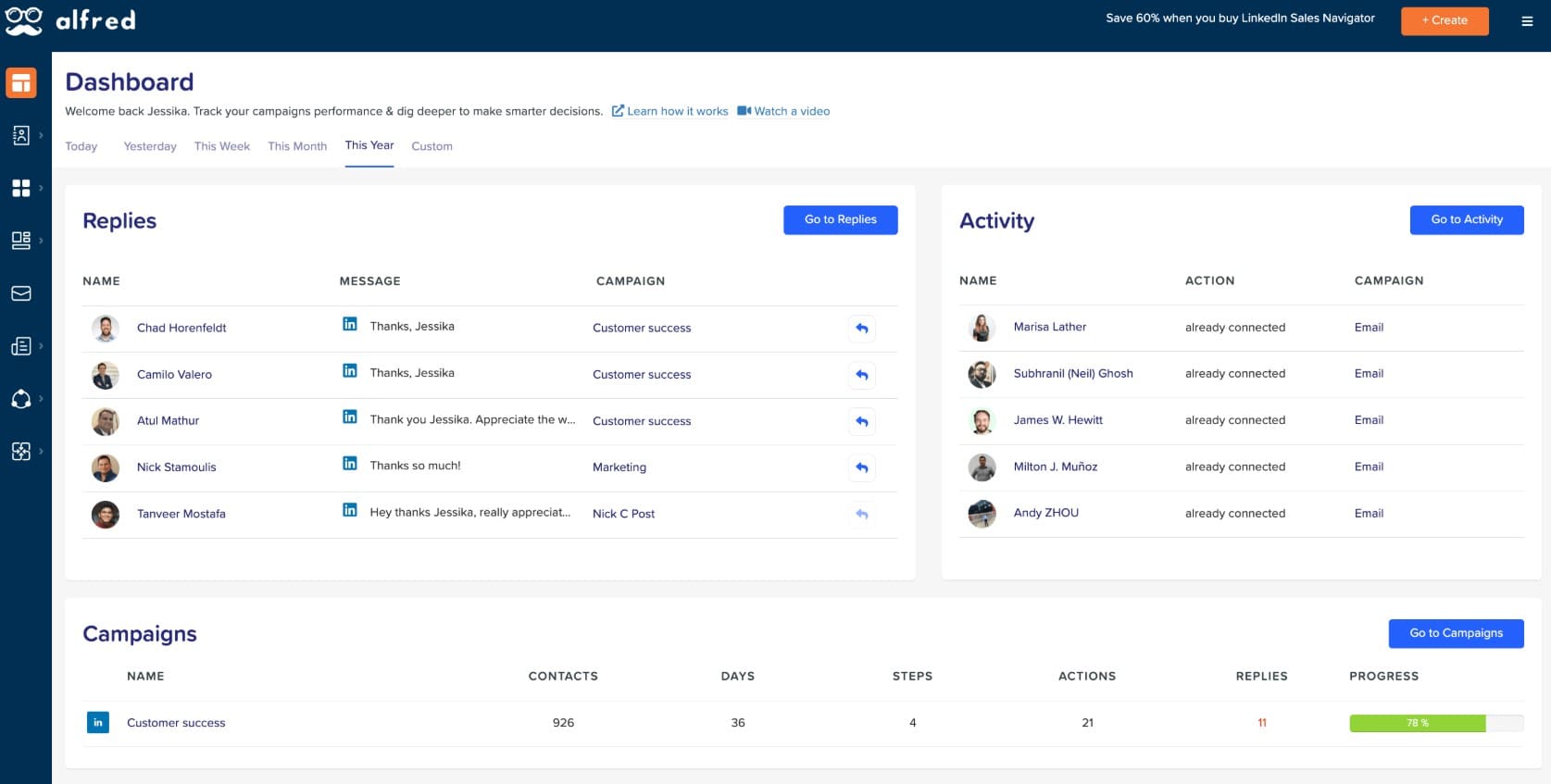 MeetAlfred dashboard