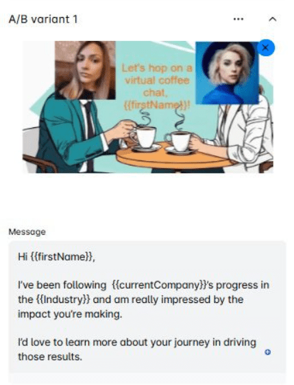 A picture showing image and GIF personalization in Skylead along with message variables