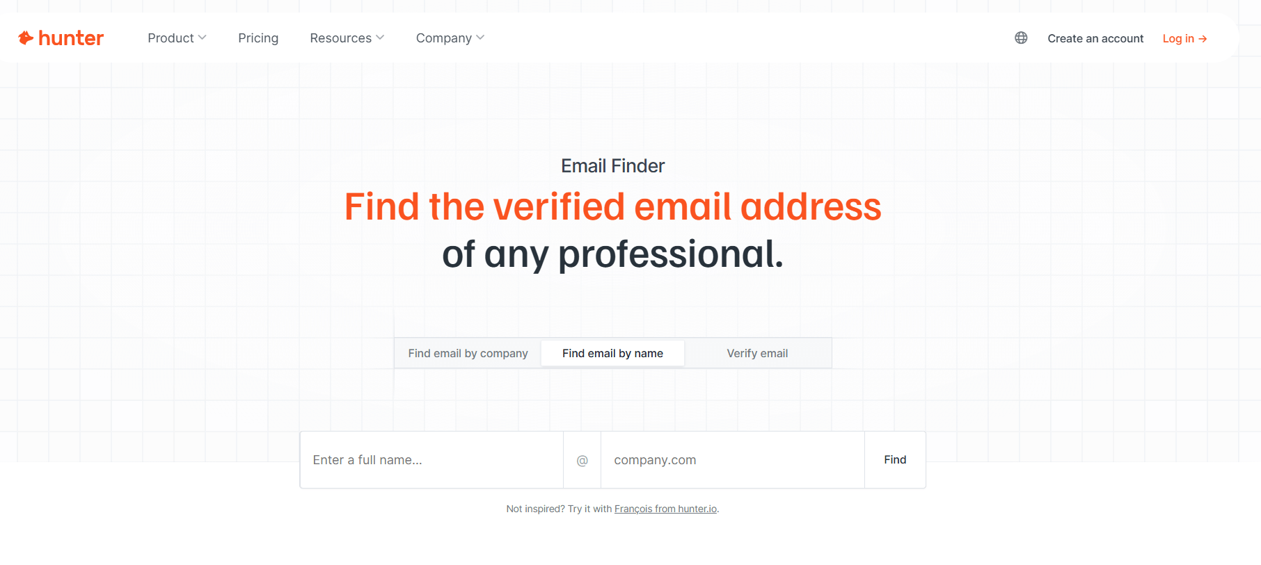 Hunter.io website homepage