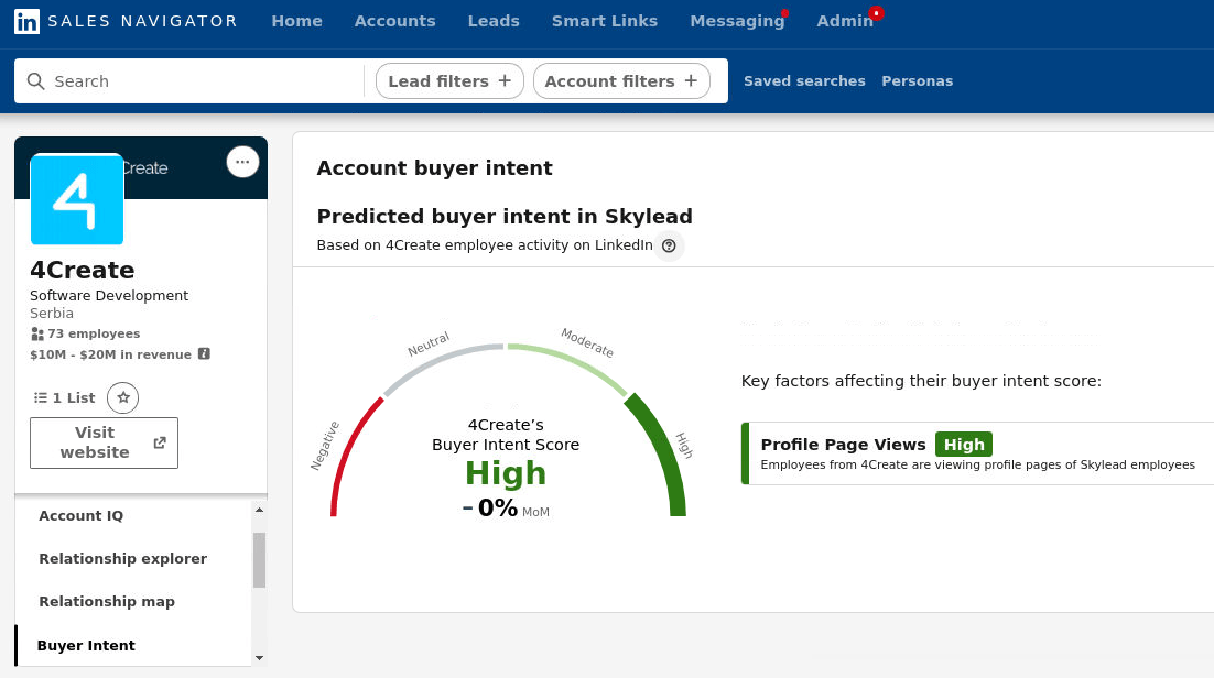 Buyer Intent feature in LinkedIn Sales Navigator