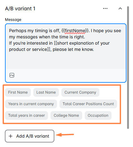 A/B testing and variable examples in Skylead