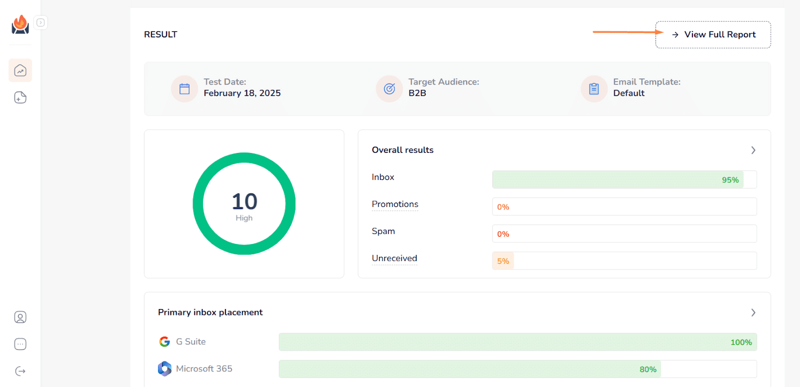 View full deliverability reports in InboxFlare