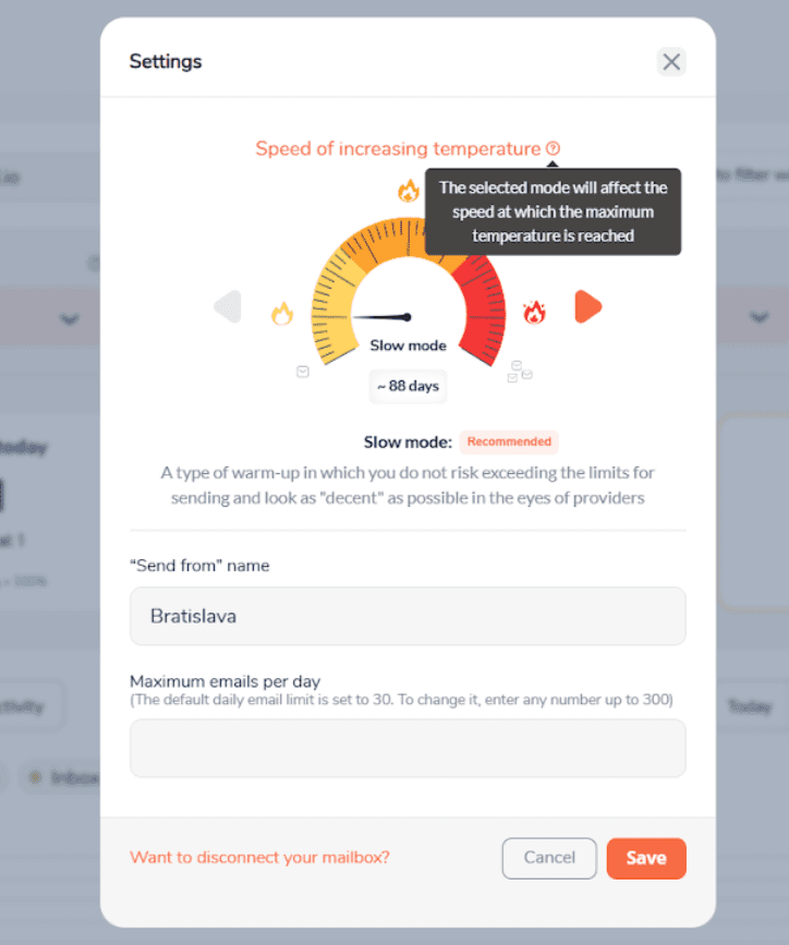 Email domain warm up temperature