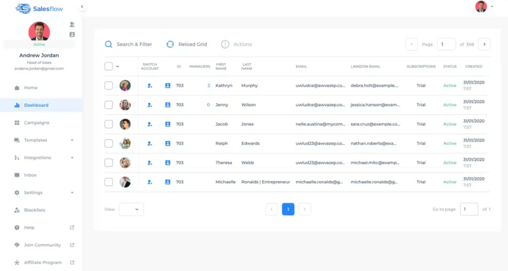 Dux-Soup alternatives - Salesflow interface