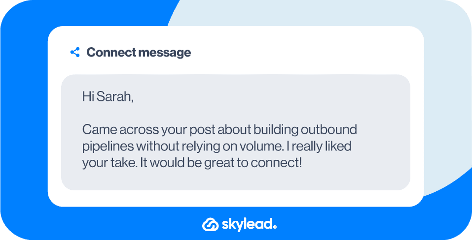 Sales outreach LinkedIn connection request template