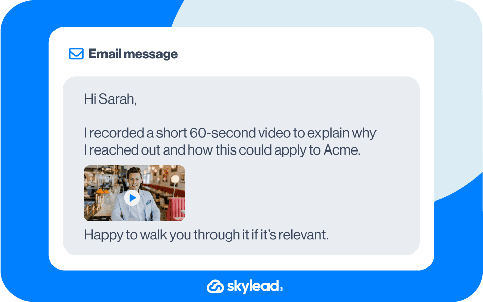 Sales outreach template for email with a video included