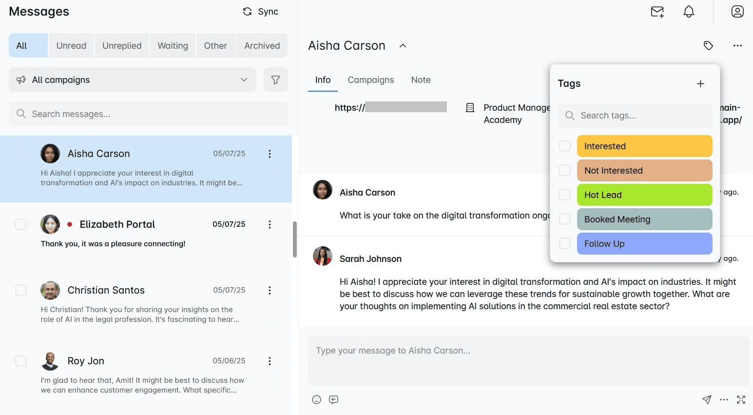 Smart inbox in Skylead