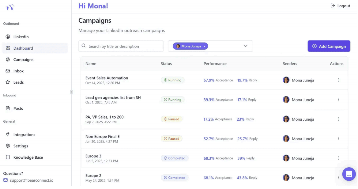 Image of Bearconnect dashboard
