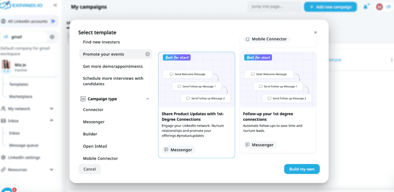 Expandi dashboard